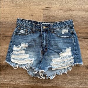 Nature Distressed Denim Shorts
